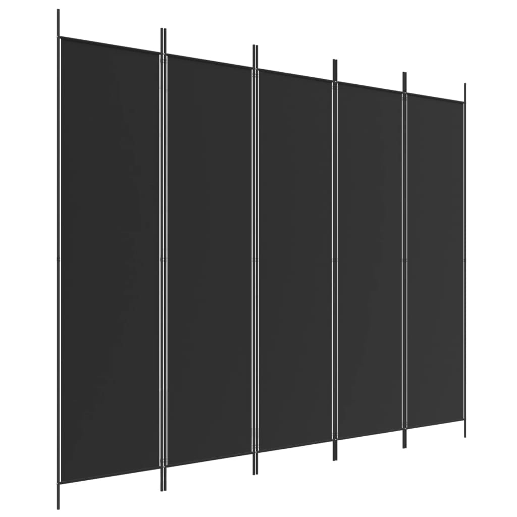 Διαχωριστικό Δωματίου με 5 Πάνελ Μαύρο 250x200 εκ. από Ύφασμα
