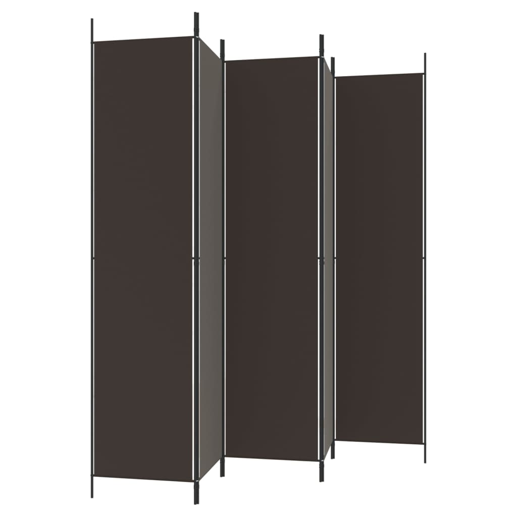 Διαχωριστικό Δωματίου με 5 Πάνελ Καφέ 250x220 εκ. από Ύφασμα - Pakobazaar