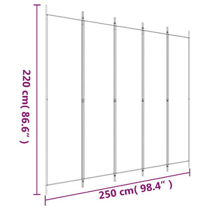 Διαχωριστικό Δωματίου με 5 Πάνελ Καφέ 250x220 εκ. από Ύφασμα