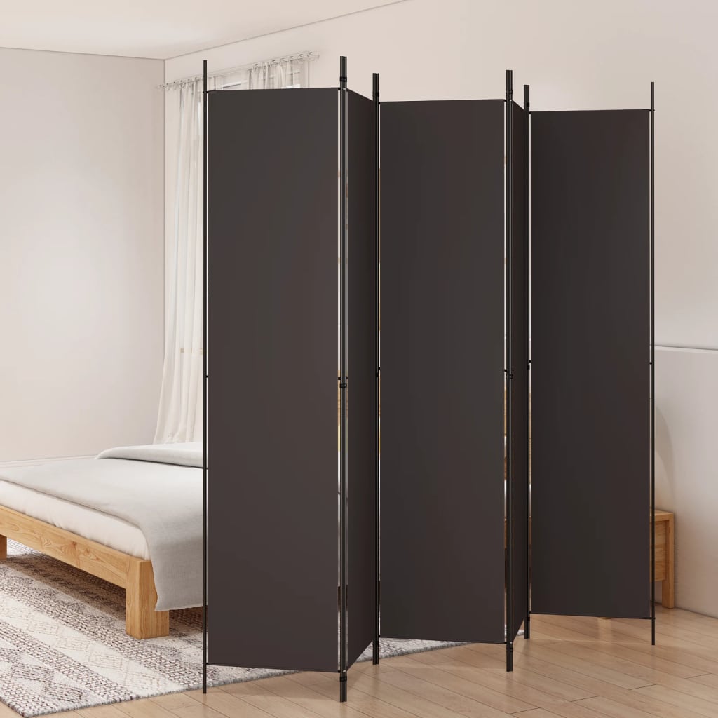 Διαχωριστικό Δωματίου με 5 Πάνελ Καφέ 250x220 εκ. από Ύφασμα - Pakobazaar