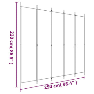 Διαχωριστικό Δωματίου με 5 Πάνελ Ανθρακί 250x220 εκ. από Ύφασμα
