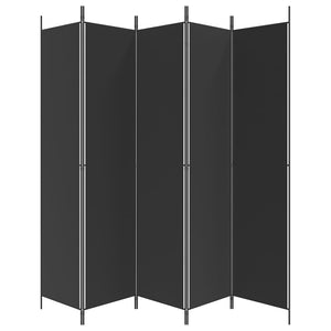 Διαχωριστικό Δωματίου με 5 Πάνελ Μαύρο 250x220 εκ. από Ύφασμα
