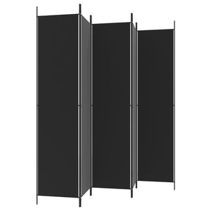Διαχωριστικό Δωματίου με 5 Πάνελ Μαύρο 250x220 εκ. από Ύφασμα