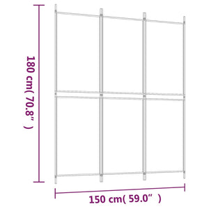 Διαχωριστικό Δωματίου με 3 Πάνελ Λευκό 150 x 180 εκ. Υφασμάτινο - Pakobazaar