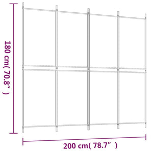 Διαχωριστικό Δωματίου με 4 Πάνελ Λευκό 200x180 εκ. από Ύφασμα