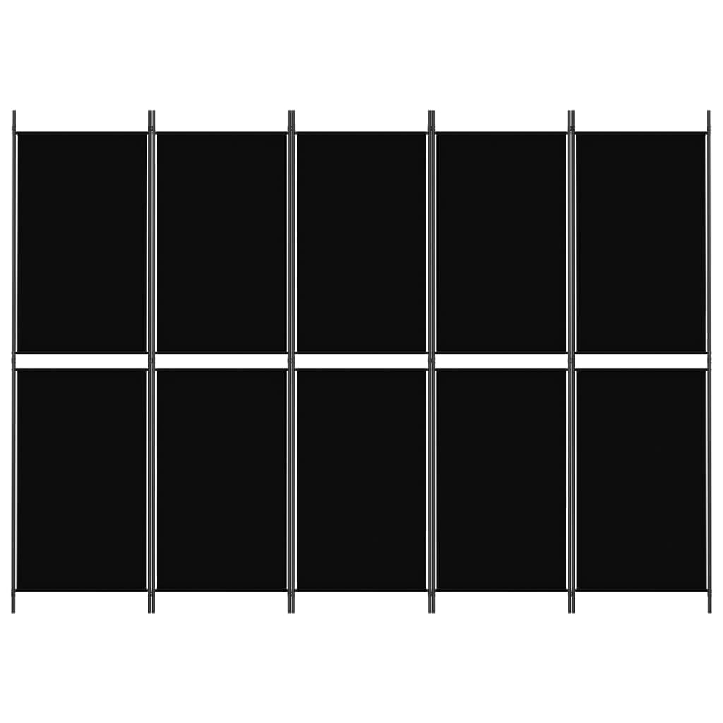 Διαχωριστικό Δωματίου με 5 Πάνελ Μαύρο 250x180 εκ. από Ύφασμα