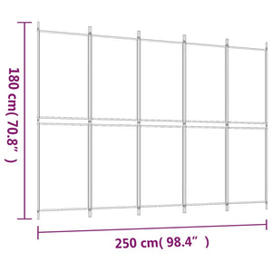 Διαχωριστικό Δωματίου με 5 Πάνελ Μαύρο 250x180 εκ. από Ύφασμα