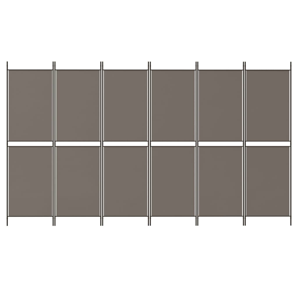 Διαχωριστικό Δωματίου με 6 Πάνελ Ανθρακί 300x180 εκ. από Ύφασμα