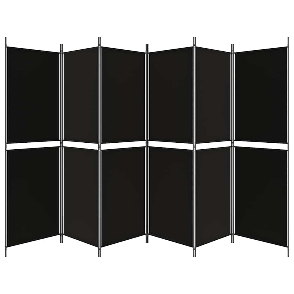 Διαχωριστικό Δωματίου με 6 Πάνελ Μαύρο 300x180 εκ. από Ύφασμα