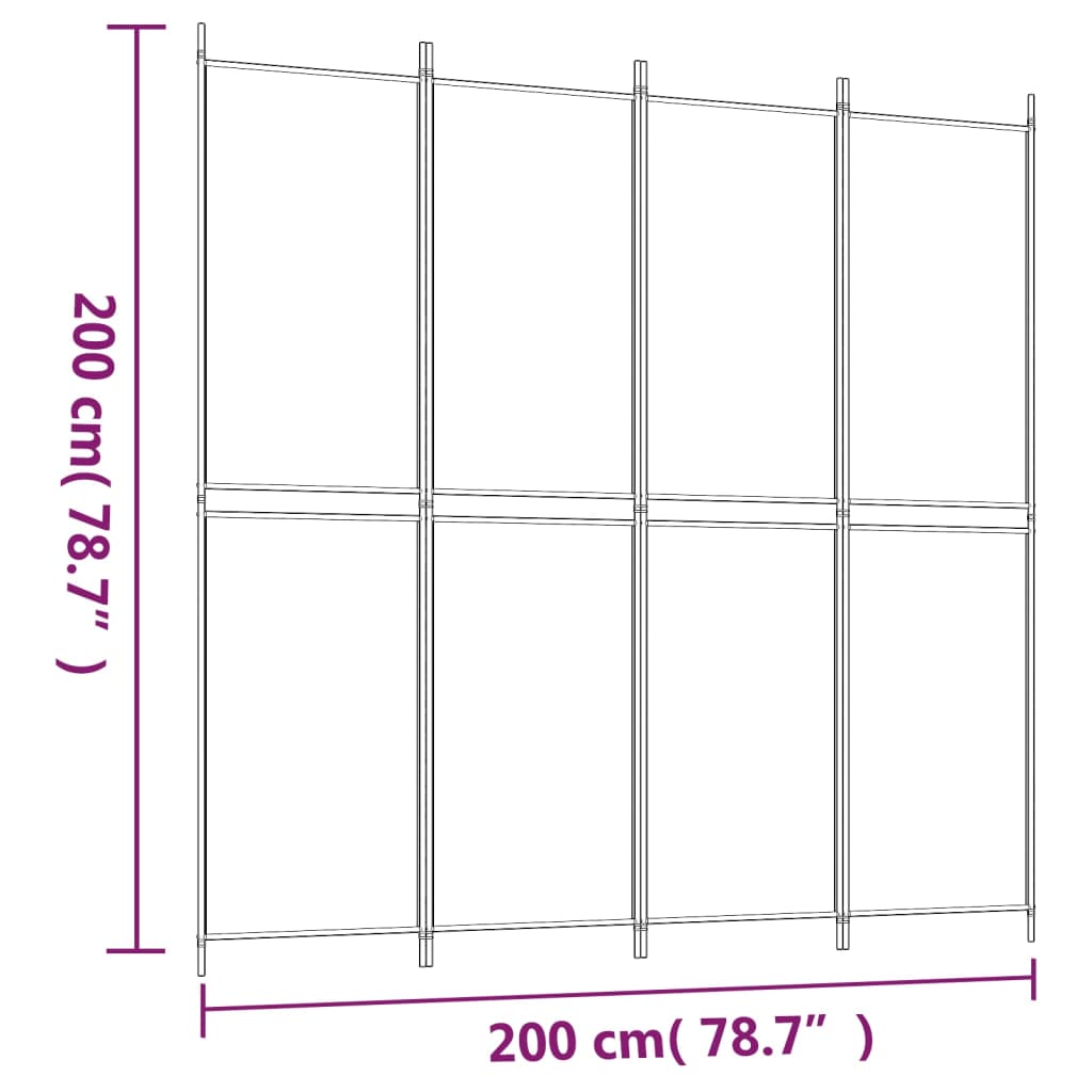 Διαχωριστικό Δωματίου με 4 Πάνελ Λευκό 200x200 εκ. από Ύφασμα - Pakobazaar