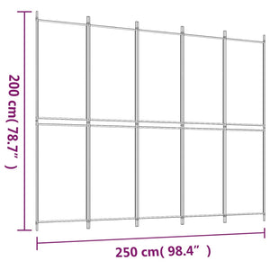 Διαχωριστικό Δωματίου με 5 Πάνελ Λευκό 250x200 εκ. από Ύφασμα
