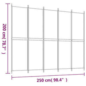 Διαχωριστικό Δωματίου με 5 Πάνελ Καφέ 250x200 εκ. από Ύφασμα - Pakobazaar