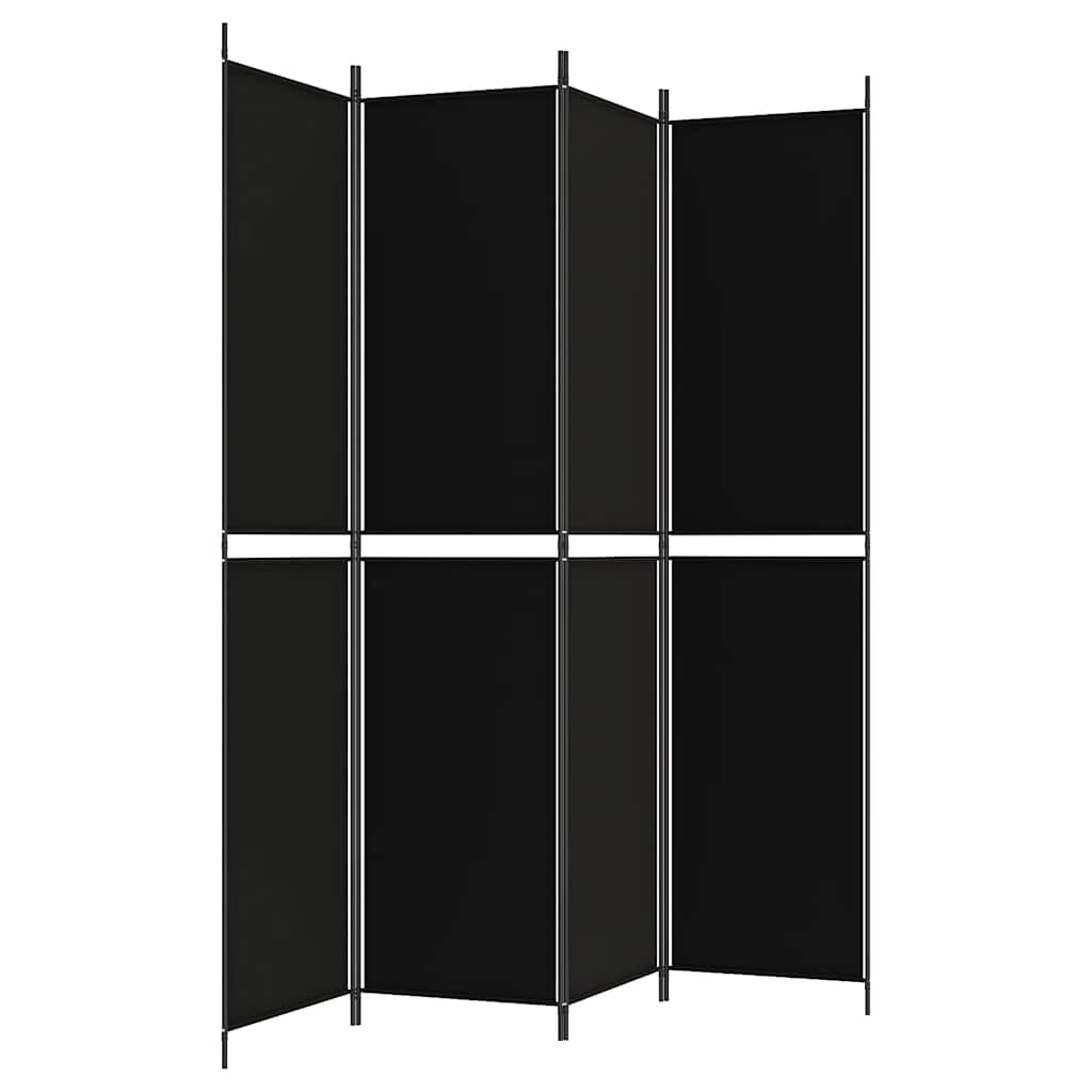 Διαχωριστικό Δωματίου με 4 Πάνελ Μαύρο 200 x 220 εκ. Υφασμάτινο