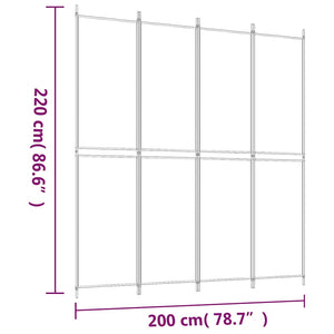 Διαχωριστικό Δωματίου με 4 Πάνελ Μαύρο 200 x 220 εκ. Υφασμάτινο