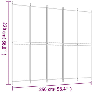 Διαχωριστικό Δωματίου με 5 Πάνελ Ανθρακί 250x220 εκ. από Ύφασμα