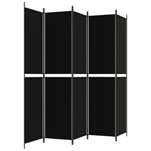 Διαχωριστικό Δωματίου με 5 Πάνελ Μαύρο 250x220 εκ. από Ύφασμα