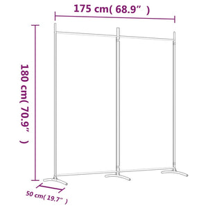 Διαχωριστικό Δωματίου με 2 Πάνελ Λευκό 175 x 180 εκ. από Ύφασμα