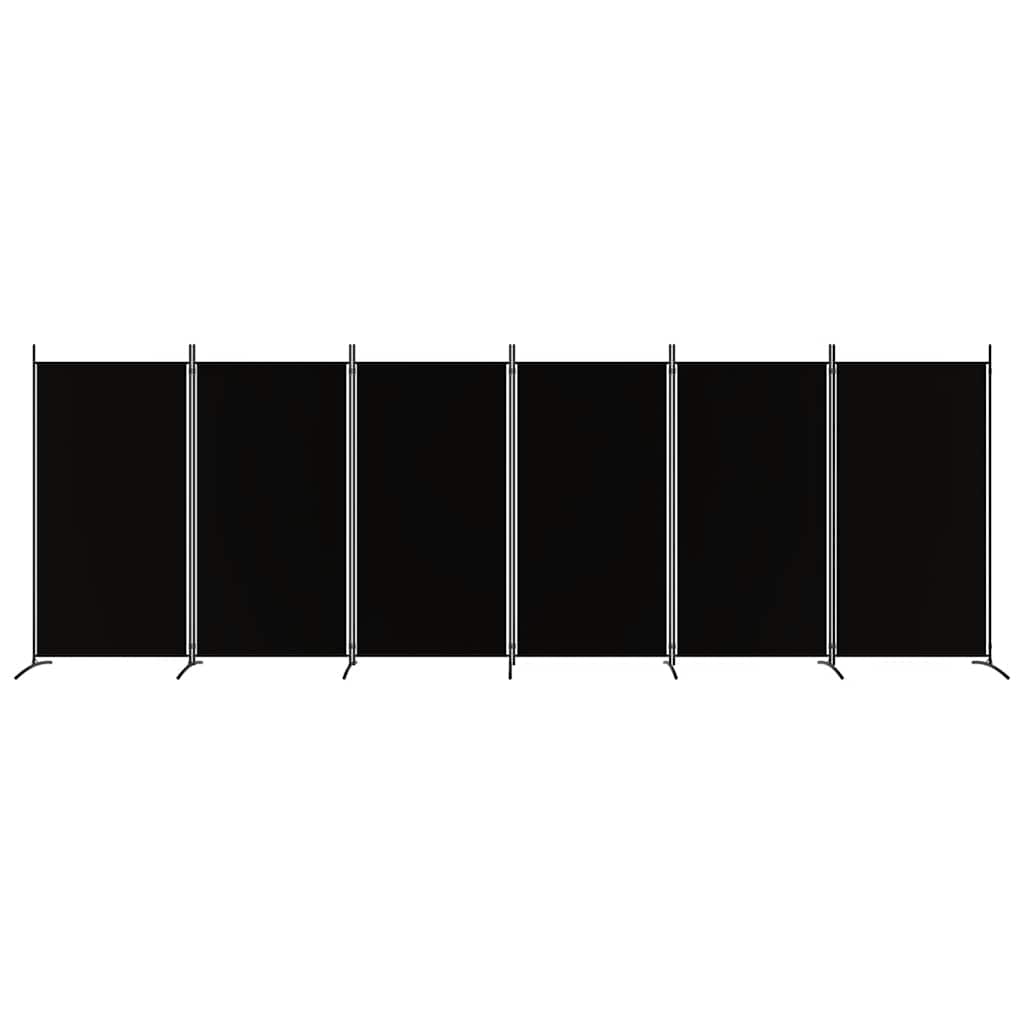 Διαχωριστικό Δωματίου με 6 Πάνελ Μαύρο 520x180 εκ. από Ύφασμα