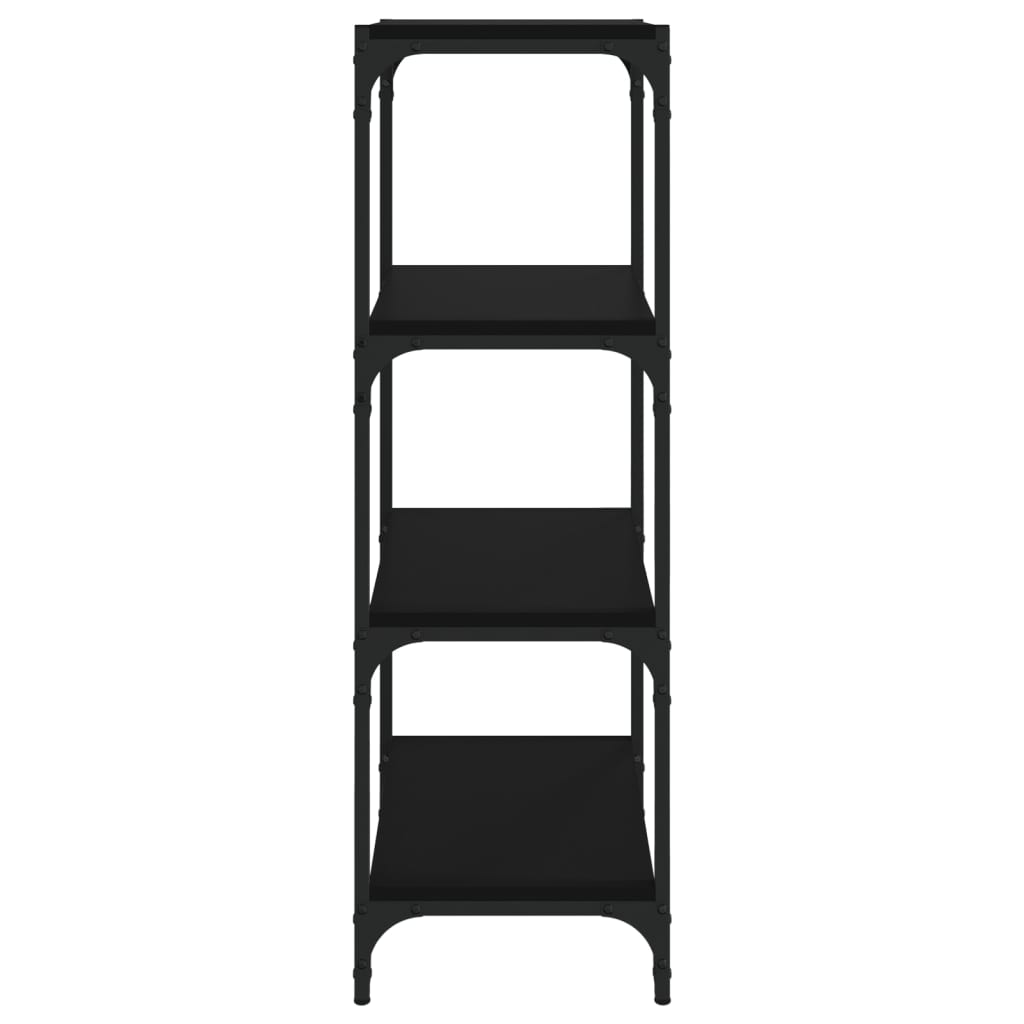 Βιβλιοθήκη Μαύρη 40x33x100 εκ. Επεξεργασμένο Ξύλο & Ατσάλι