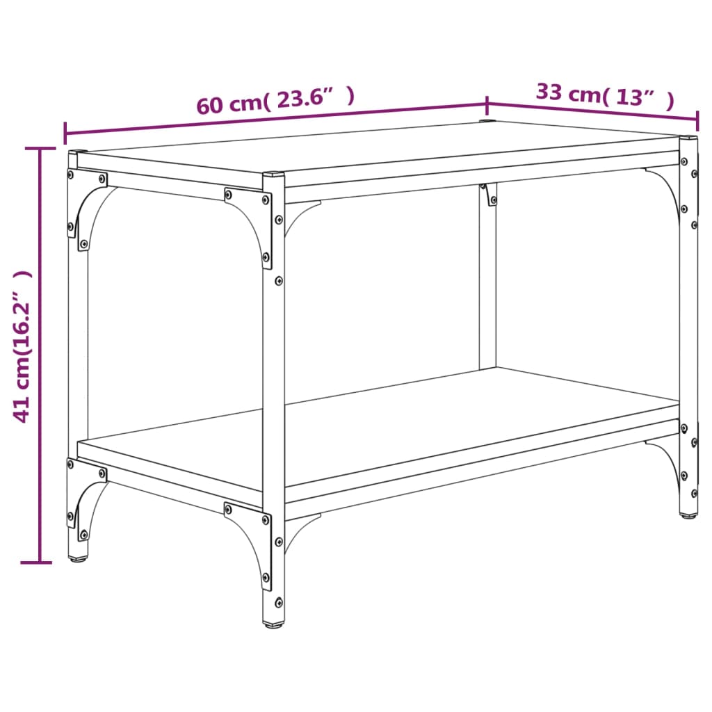 Έπιπλο Τηλεόρασης Sonoma Δρυς 60x33x41 εκ. Επεξ. Ξύλο & Ατσάλι