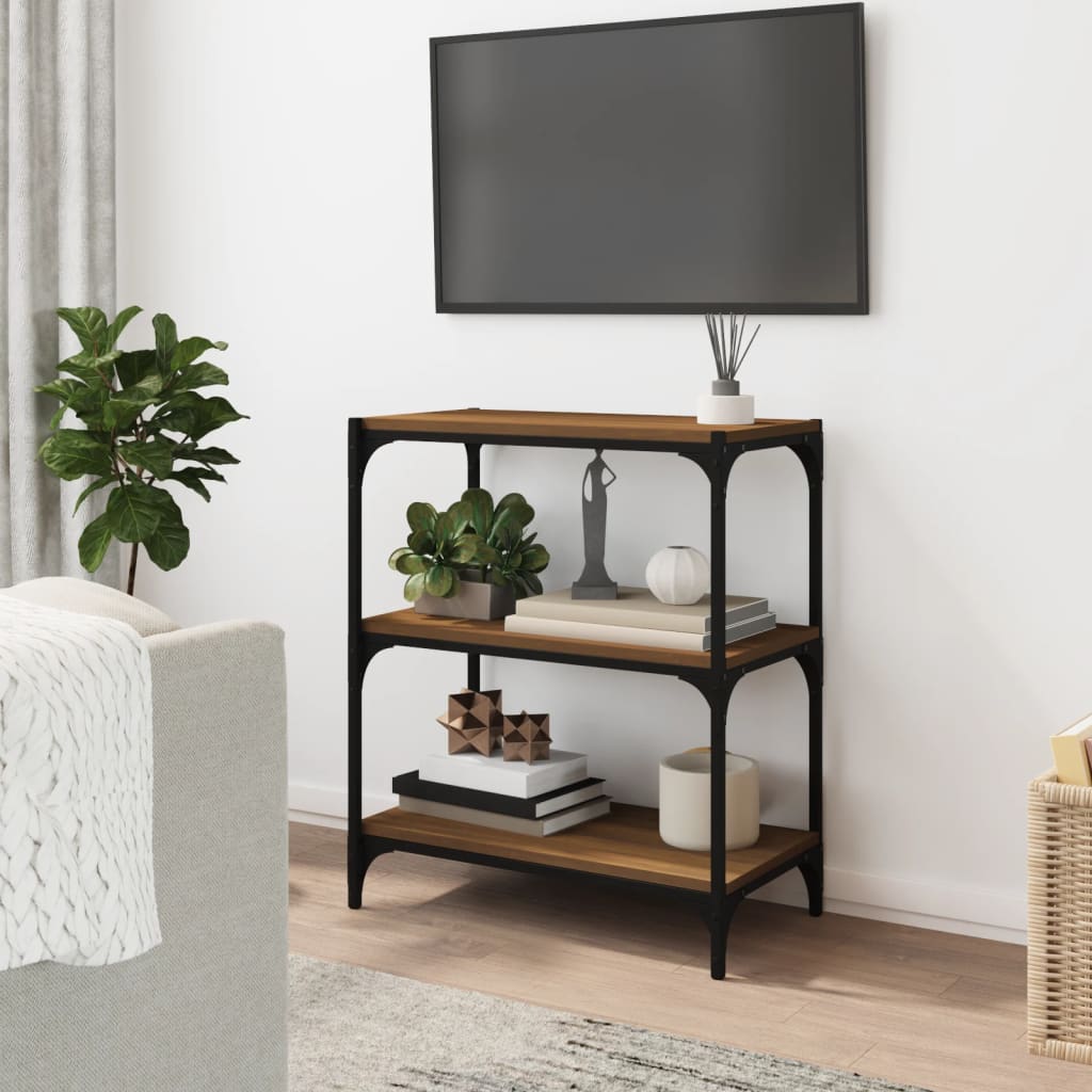 Βιβλιοθήκη Καφέ Δρυς 60x33x70,5 εκ. Επεξεργασμένο Ξύλο & Ατσάλι