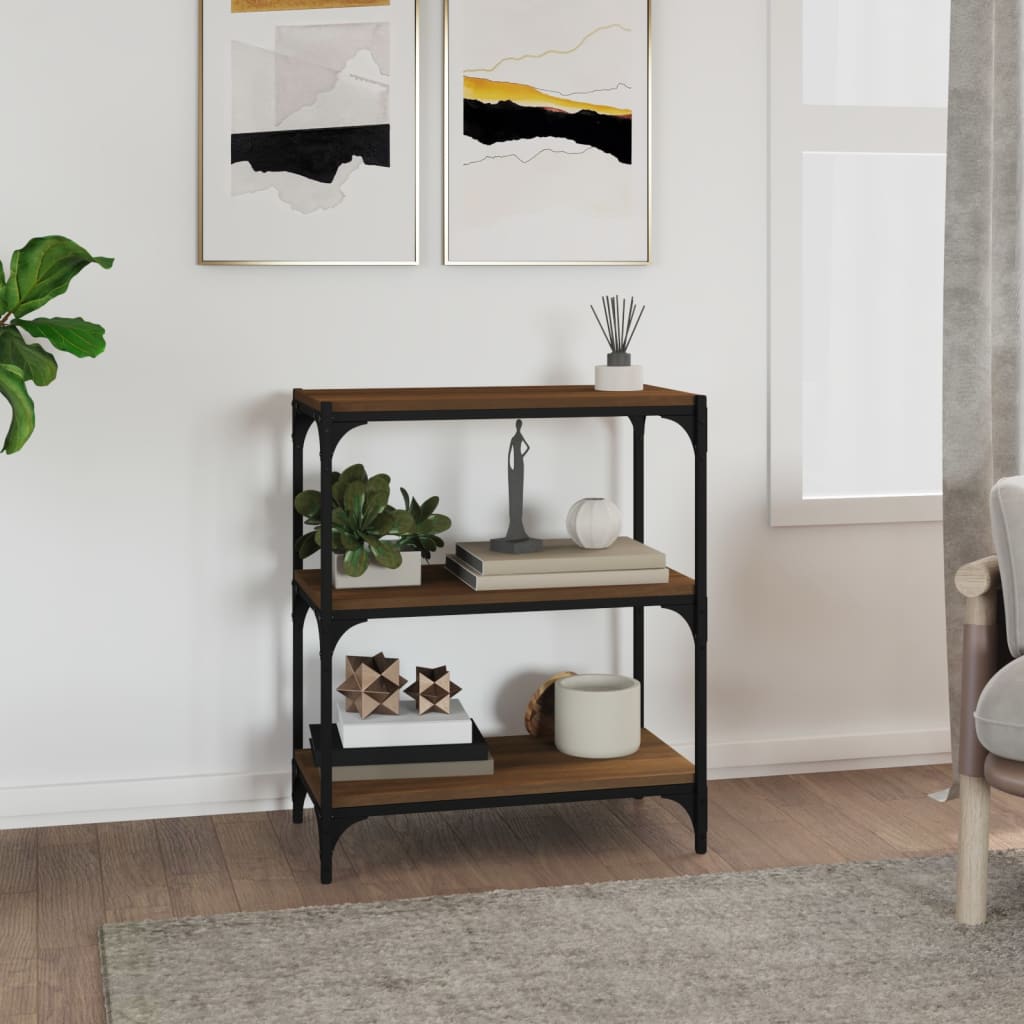 Βιβλιοθήκη Καφέ Δρυς 60x33x70,5 εκ. Επεξεργασμένο Ξύλο & Ατσάλι