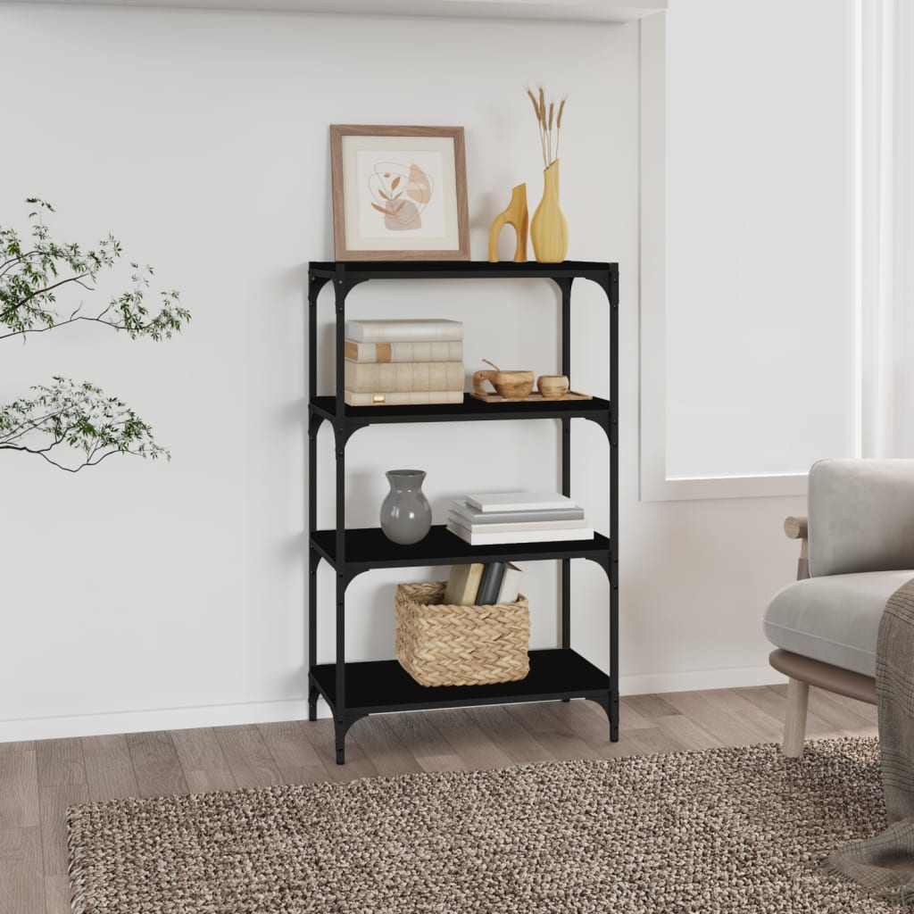 Βιβλιοθήκη Μαύρη 60 x 33 x 100 εκ. Επεξεργασμένο Ξύλο & Ατσάλι - Pakobazaar
