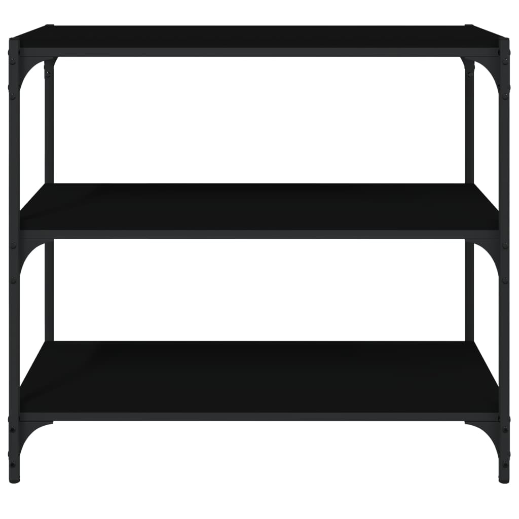 Βιβλιοθήκη Μαύρη 80 x 33 x 70,5 εκ. Επεξεργασμένο Ξύλο & Ατσάλι