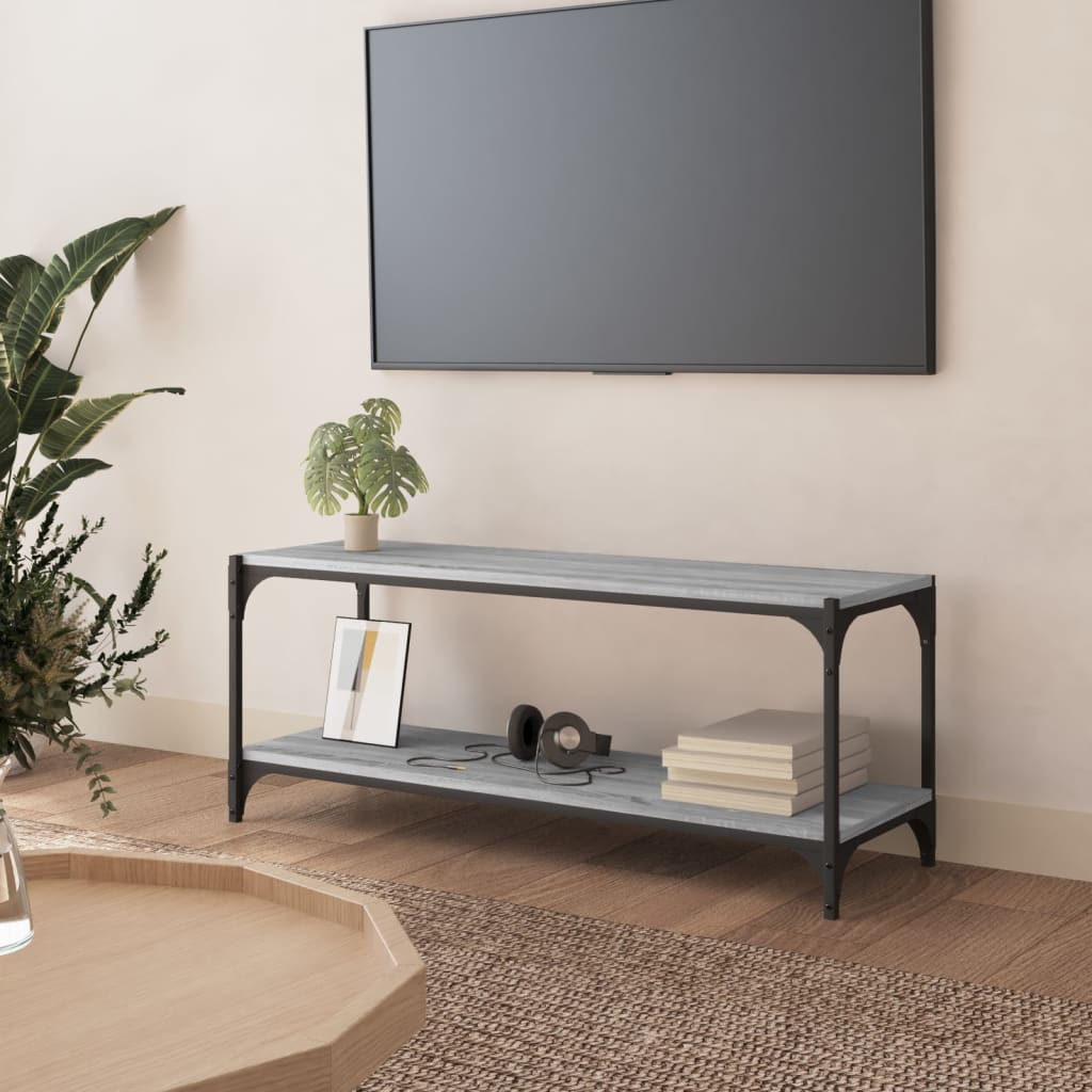 Έπιπλο Τηλεόρασης Γκρι Sonoma 100x33x41 εκ. Επεξ. Ξύλο & Ατσάλι - Pakobazaar