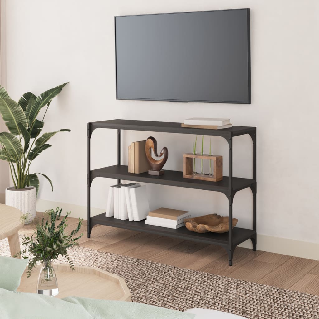 Βιβλιοθήκη Μαύρη 100x33x70,5 εκ. Επεξεργασμένο Ξύλο & Ατσάλι