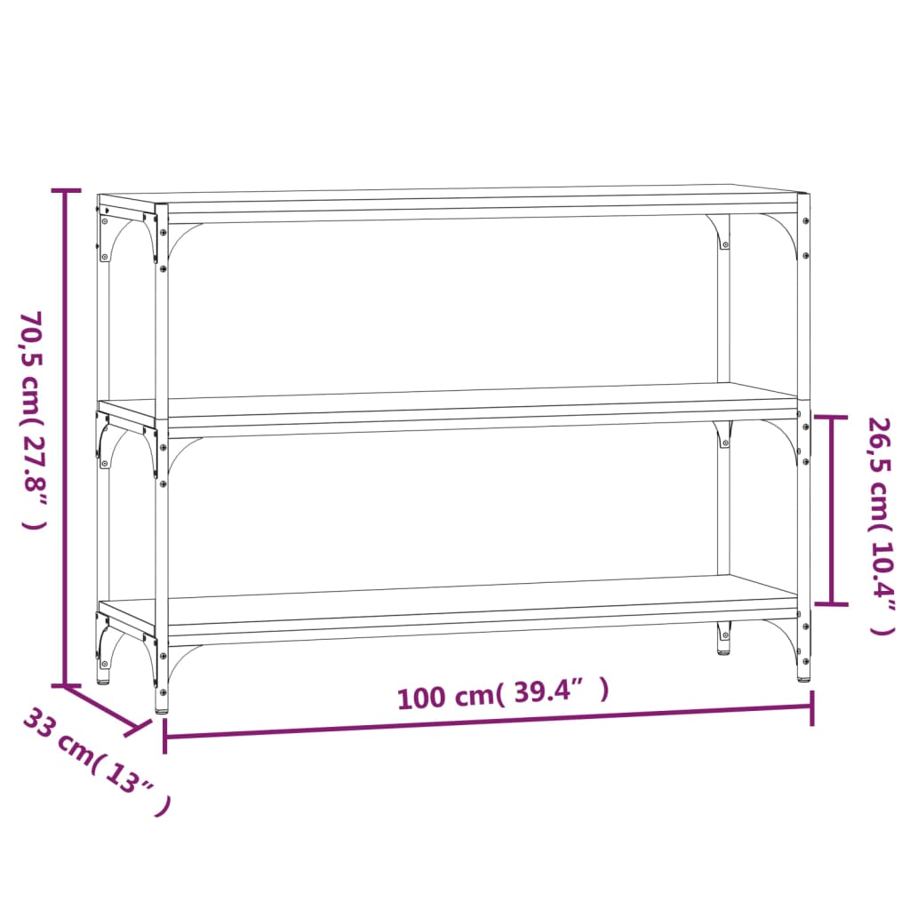 Βιβλιοθήκη Καπνιστή Δρυς 100x33x70,5 εκ. Επεξ. Ξύλο & Ατσάλι