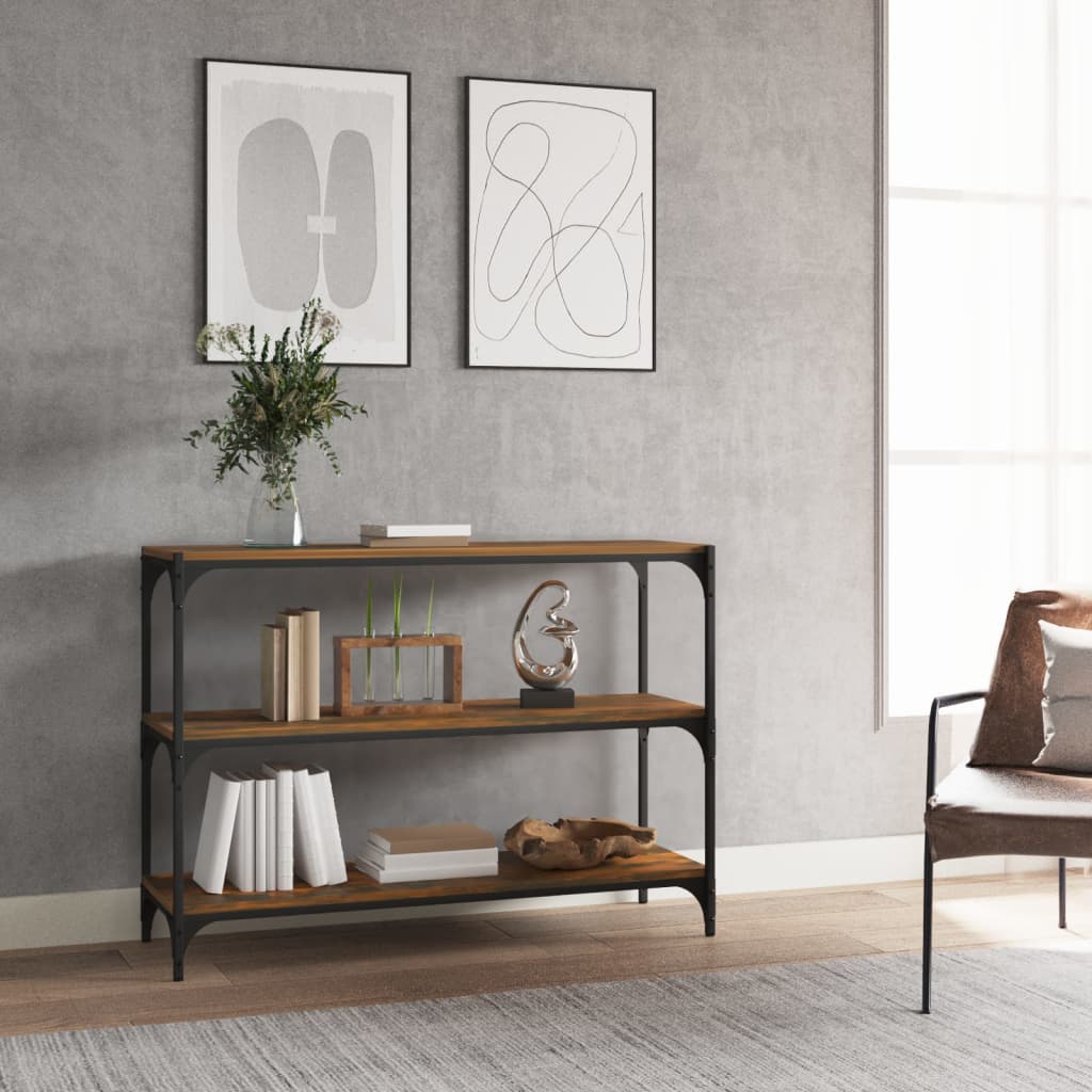 Βιβλιοθήκη Καπνιστή Δρυς 100x33x70,5 εκ. Επεξ. Ξύλο & Ατσάλι
