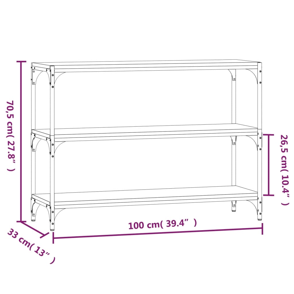 Βιβλιοθήκη Γκρι Sonoma 100 x 33 x 70,5 εκ. Επεξ. Ξύλο & Ατσάλι