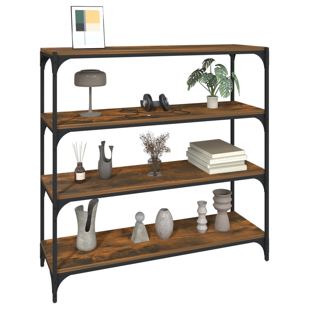 Βιβλιοθήκη Καπνιστή Δρυς 100 x 33 x 100 εκ. Επεξ. Ξύλο & Ατσάλι - Pakobazaar