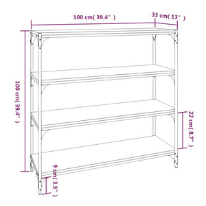 Βιβλιοθήκη Γκρι Sonoma 100 x 33 x 100 εκ. Επεξ. Ξύλο & Ατσάλι - Pakobazaar