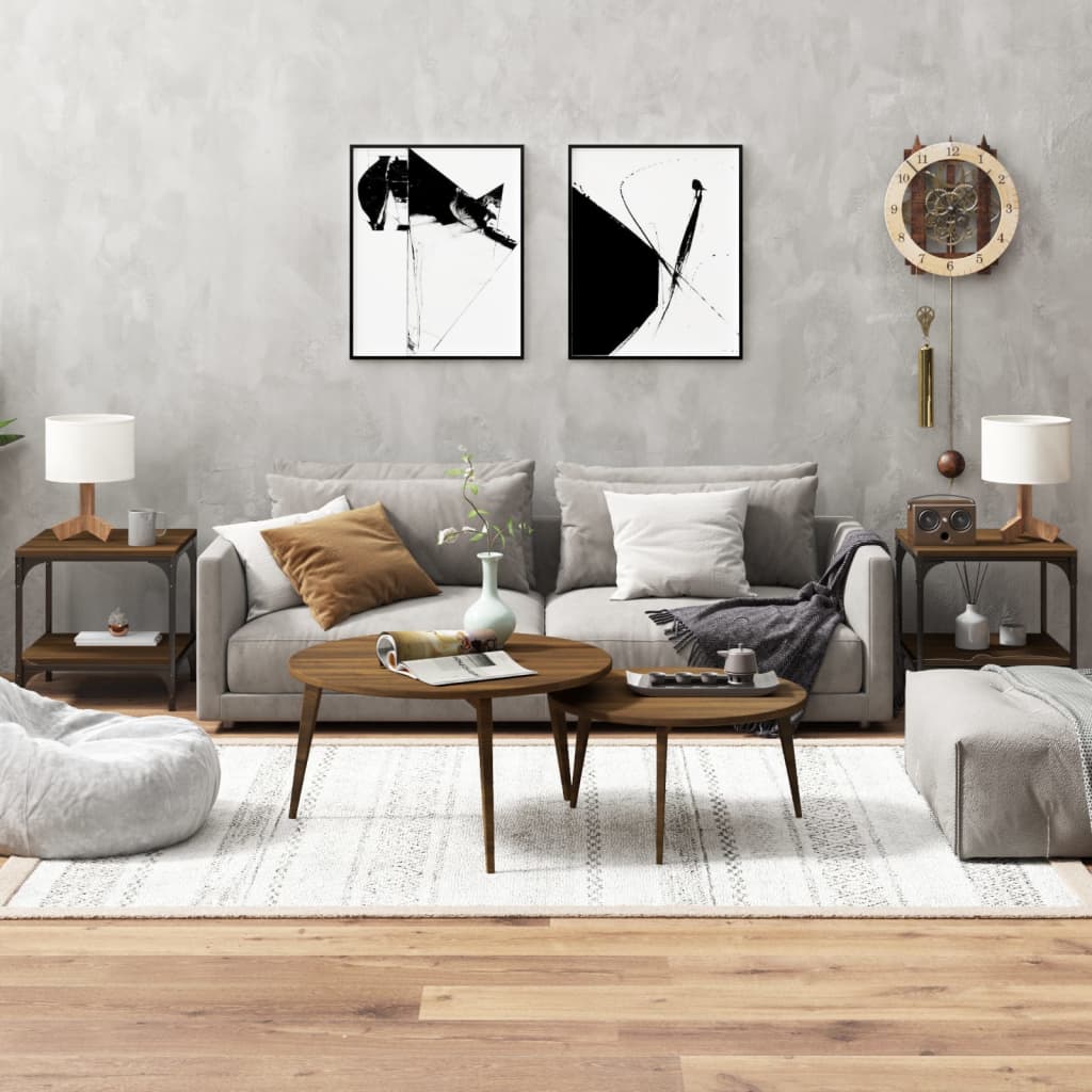 Τραπεζάκια Σαλονιού 2 τεμ Καφέ Δρυς 40x40x40 εκ. Επεξ. Ξύλο - Pakobazaar