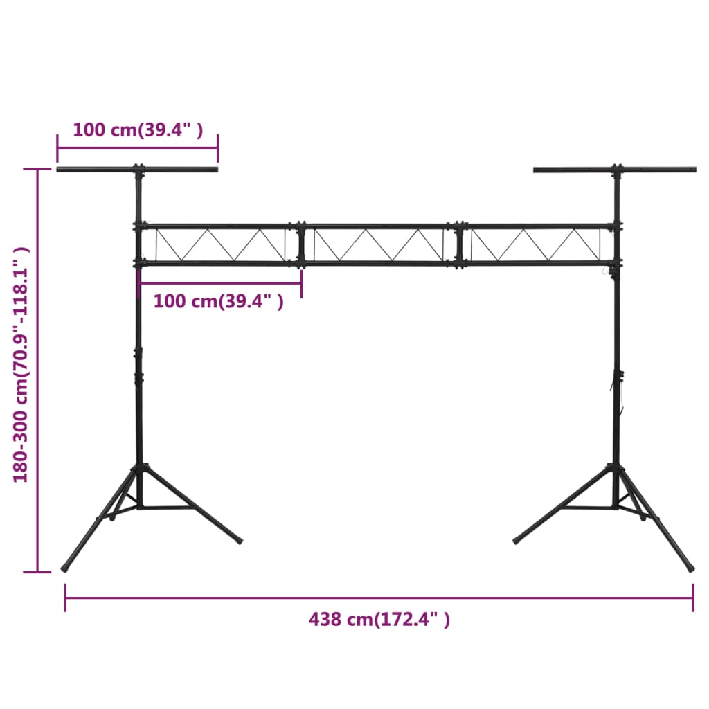 Βάση Φωτισμού Μαύρη 438 x 115 x (180-300) εκ. Ατσάλινη
