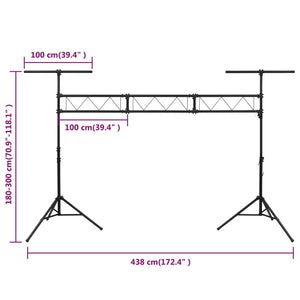Βάση Φωτισμού Μαύρη 438 x 115 x (180-300) εκ. Ατσάλινη
