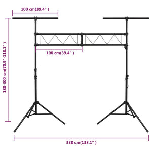 Βάση Φωτισμού Μαύρη 338 x 115 x (180-300) εκ. Ατσάλινη