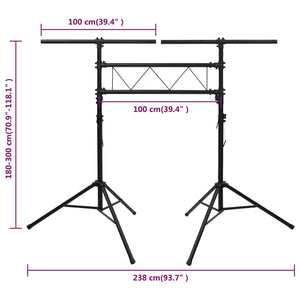 Βάση Φωτισμού Μαύρη 238 x 115 x (180-300) εκ. Ατσάλινη