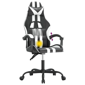 Καρέκλα Gaming Περιστρεφόμενη Μαύρη/Λευκή από Συνθετικό Δέρμα