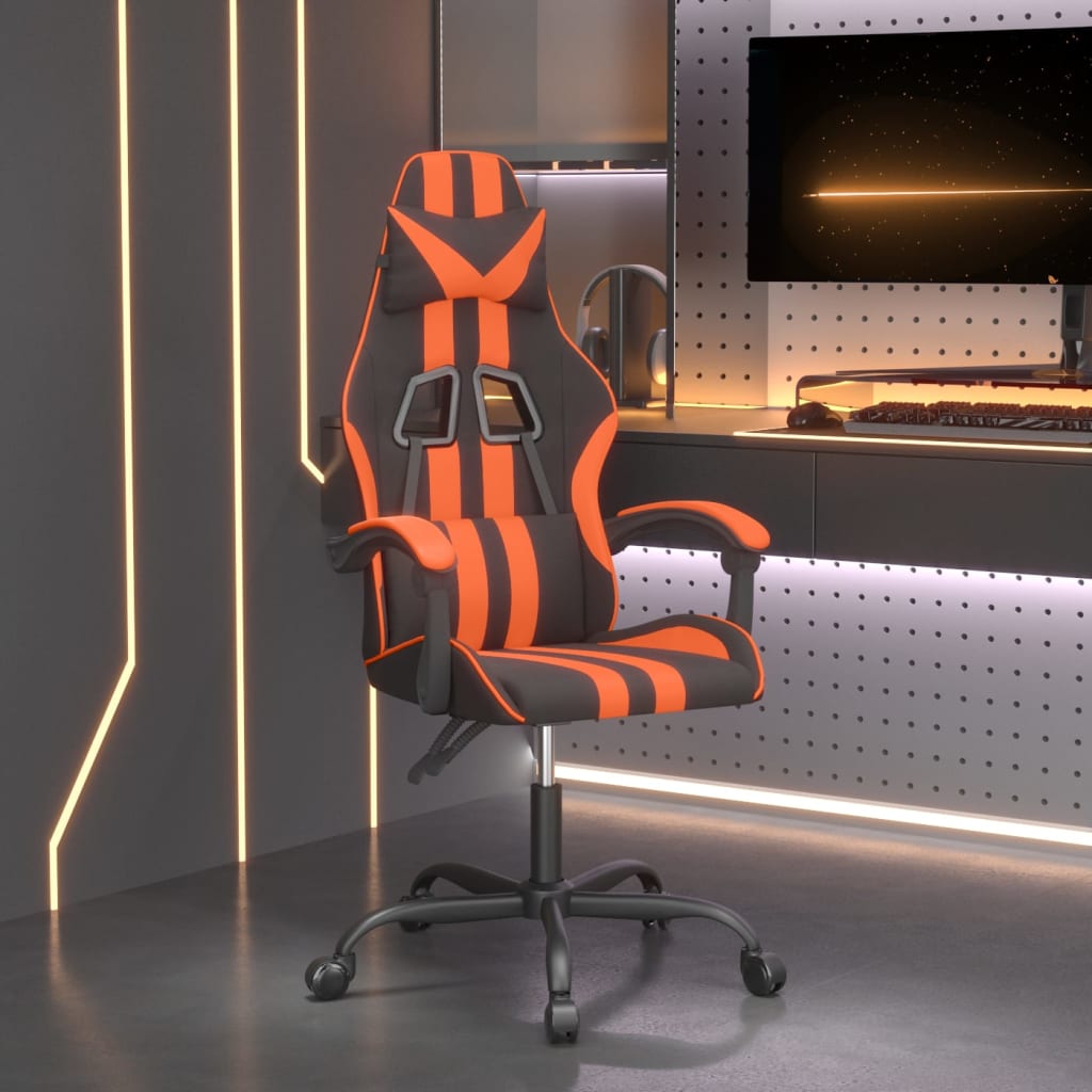 Καρέκλα Gaming Περιστρεφόμενη Μαύρη/Πορτοκαλί Συνθετικό Δέρμα