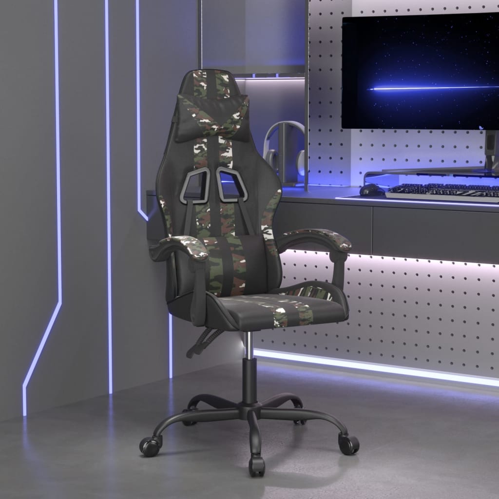 Καρέκλα Gaming Περιστρεφόμενη Μαύρη/Παραλλαγή Συνθετικό Δέρμα - Pakobazaar