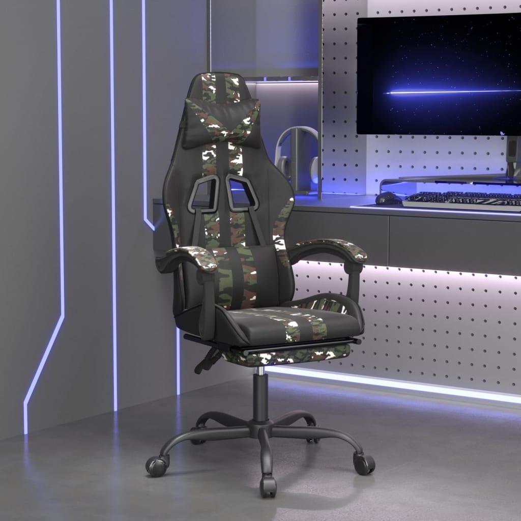Καρέκλα Gaming Μασάζ Υποπόδιο Μαύρη Παραλλαγή Συνθετικό Δέρμα - Pakobazaar
