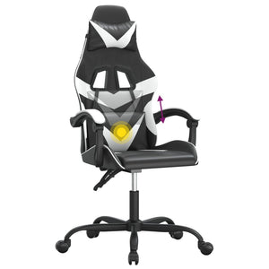 Καρέκλα Gaming Περιστρεφόμενη Μαύρη/Λευκή από Συνθετικό Δέρμα
