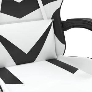 Καρέκλα Gaming Περιστρεφόμενη Λευκή/Μαύρη από Συνθετικό Δέρμα