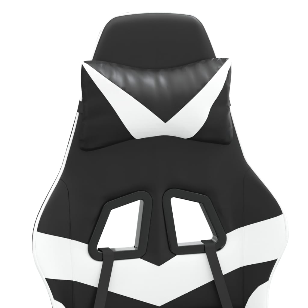 Καρέκλα Gaming Περιστρ. Υποπόδιο Μαύρο άσπρο Συνθετικό Δέρμα
