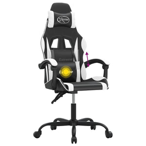 Καρέκλα Gaming Περιστρεφόμενη Μαύρη/Λευκή από Συνθετικό Δέρμα