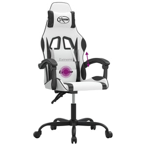 Καρέκλα Gaming Περιστρεφόμενη Λευκή/Μαύρη από Συνθετικό Δέρμα
