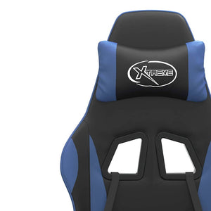 Καρέκλα Gaming Περιστρ. Υποπόδιο Μαύρο & Μπλε Συνθετικό Δέρμα